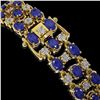 Image 3 : 17.74 ctw Sapphire & Diamond Row Bracelet 10K Yellow Gold - REF-245M5G