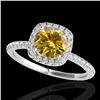 Image 1 : 1.5 ctw Certified SI/I Fancy Intense Yellow Diamond Ring 10k White Gold - REF-218K2Y
