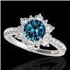 Image 1 : 2 ctw SI Certified Blue Diamond Solitaire Halo Ring 10k White Gold - REF-163G6W