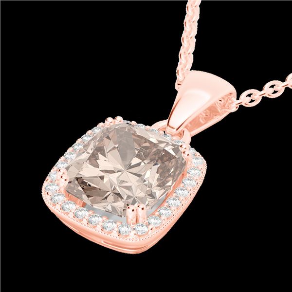 3 ctw Morganite & Micro VS/SI Diamond Pave Necklace 14k Rose Gold - REF-81W8H