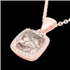 Image 1 : 3 ctw Morganite & Micro VS/SI Diamond Pave Necklace 14k Rose Gold - REF-81W8H