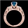 Image 2 : 1.38 ctw SI Certified Blue Diamond Solitaire Antique Ring 10k Rose Gold - REF-130G9W