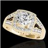 Image 1 : 1.65 ctw Certified Diamond Solitaire Halo Ring 10k Yellow Gold - REF-270Y2X