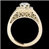 Image 2 : 1.65 ctw Certified Diamond Solitaire Halo Ring 10k Yellow Gold - REF-270Y2X