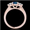 Image 2 : 2 ctw SI Certified Fancy Blue Diamond 3 Stone Ring 10k Rose Gold - REF-211X4A