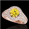 Image 1 : 1.7 ctw Certified SI/I Fancy Intense Yellow Diamond Ring 10k Rose Gold - REF-211M4G