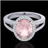 Image 1 : 3 ctw Morganite & Micro VS/SI Diamond Halo Ring 18k White Gold - REF-86K2Y