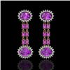 Image 1 : 8.19 ctw Amethyst & Diamond Earrings 14K Yellow Gold - REF-144R5K