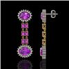 Image 2 : 8.19 ctw Amethyst & Diamond Earrings 14K Yellow Gold - REF-144R5K