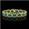 Image 1 : 38.61 ctw Emerald & Diamond Micro Pave Halo Bracelet 10k Yellow Gold - REF-456H5R