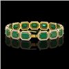 Image 2 : 38.61 ctw Emerald & Diamond Micro Pave Halo Bracelet 10k Yellow Gold - REF-456H5R