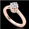 Image 1 : 0.81 ctw VS/SI Diamond Solitaire Art Deco Ring 18k Rose Gold - REF-140X9A