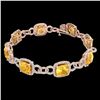 Image 2 : 30 ctw Citrine & Micro VS/SI Diamond Certified Bracelet 14k Rose Gold - REF-368R9K