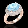 Image 1 : 4 ctw Aquamarine & Micro Pave VS/SI Diamond Ring 14k Rose Gold - REF-116K5Y