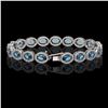 Image 2 : 14.82 ctw London Topaz & Diamond Micro Pave Halo Bracelet 10k White Gold - REF-263H6R