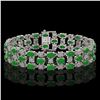 Image 1 : 11.02 ctw Jade & Diamond Row Bracelet 10K White Gold - REF-209W3H
