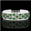 Image 2 : 11.02 ctw Jade & Diamond Row Bracelet 10K White Gold - REF-209W3H
