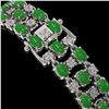Image 3 : 11.02 ctw Jade & Diamond Row Bracelet 10K White Gold - REF-209W3H