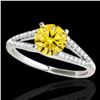 Image 1 : 1.25 ctw Certified SI/I Fancy Intense Yellow Diamond Ring 10k White Gold - REF-177X3A