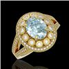 3.85 ctw Certified Aquamarine & Diamond Victorian Ring 14K Yellow Gold - REF-165W3H