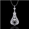 1.75 ctw Fancy Black Diamond Art Deco Stud Necklace 18k White Gold - REF-172F8M