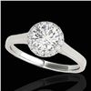1.11 ctw Certified Diamond Solitaire Halo Ring 10k White Gold - REF-184A3N
