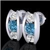 2.18 ctw Fancy Intense Blue Diamond Art Deco Earrings 18k White Gold - REF-254G5W