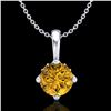 0.82 ctw Intense Fancy Yellow Diamond Art Deco Necklace 18k White Gold - REF-136K4Y