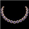 111.75 ctw Sapphire & Diamond Victorian Necklace 14K Rose Gold - REF-2935N8F