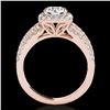 Image 2 : 2 ctw Certified Diamond Solitaire Halo Ring 10k Rose Gold - REF-204R5K
