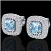 2.16 ctw Sky Blue Topaz & Micro VS/SI Diamond Earrings 18k White Gold - REF-98X4A