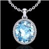 12 ctw Sky Blue Topaz & Micro VS/SI Diamond Necklace 18k White Gold - REF-77R3K