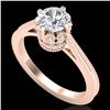 1.14 ctw VS/SI Diamond Solitaire Art Deco Ring 18k Rose Gold - REF-220A5N