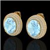 8 ctw Aquamarine & Micro Pave VS/SI Diamond Earrings 18k Yellow Gold - REF-204R9K