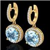 5.50 ctw Sky Blue Topaz & Micro Pave VS/SI Diamond 18k Yellow Gold - REF-87M8G