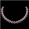 82.17 ctw Certified Ruby & Diamond Victorian Necklace 14K White Gold - REF-1800G2W
