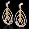 4 ctw Citrine & Micro Pave VS/SI Diamond Earrings 14k Rose Gold - REF-307R3K