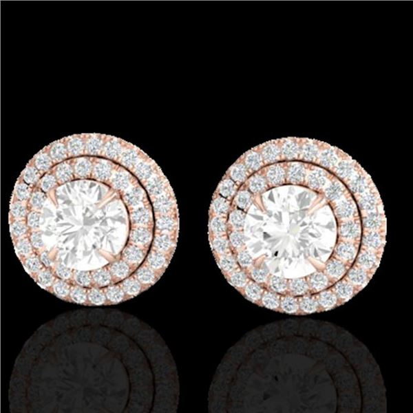 2 ctw Micro Pave VS/SI Diamond Certified Stud Earrings 14k Rose Gold - REF-263M6G