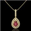 Image 2 : 4.97 ctw Certified Ruby & Diamond Victorian Necklace 14K Yellow Gold - REF-160N2F