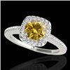 Image 1 : 1.25 ctw Certified SI/I Fancy Intense Yellow Diamond Ring 10k White Gold - REF-190H9R