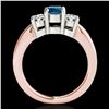 Image 2 : 2 ctw SI Certified Fancy Blue Diamond 3 Stone Ring 10k Rose Gold - REF-218H2R