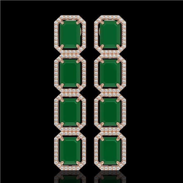 20.59 ctw Emerald & Diamond Micro Pave Halo Earrings 10k Rose Gold - REF-248H2R