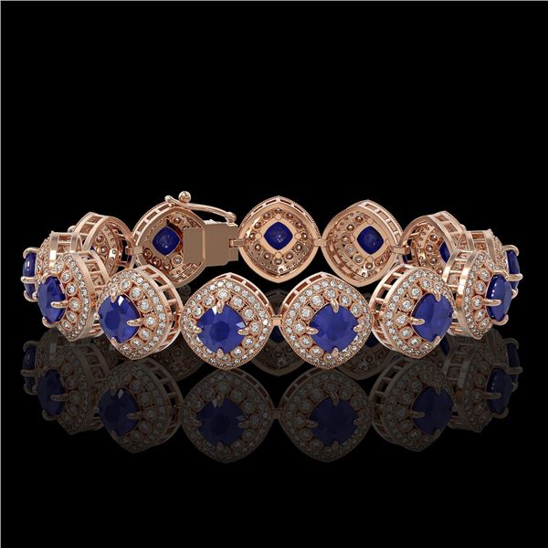 37.35 ctw Sapphire & Diamond Victorian Bracelet 14K Rose Gold - REF-870Y9X