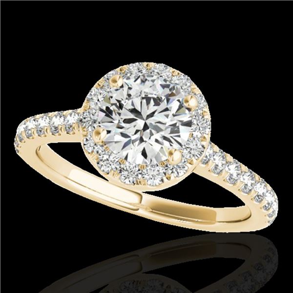 1.4 ctw Certified Diamond Solitaire Halo Ring 10k Yellow Gold - REF-190M9G