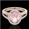 Image 1 : 3 ctw Morganite & Micro VS/SI Diamond Halo Ring 14k Rose Gold - REF-76M4G