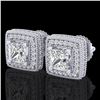 Image 1 : 2.01 ctw Princess VS/SI Diamond Art Deco Earrings 18k White Gold - REF-285X5A