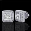 Image 2 : 2.01 ctw Princess VS/SI Diamond Art Deco Earrings 18k White Gold - REF-285X5A