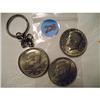 Image 1 : 3 KENNEDY HALVES  1 W/KEY CHAIN