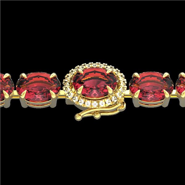 17.25 ctw Pink Tourmaline & Diamond Micro Bracelet 14k Yellow Gold - REF-218X2A