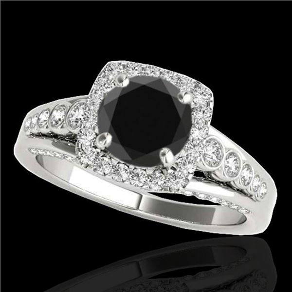 2 ctw Certified VS Black Diamond Solitaire Halo Ring 10k White Gold - REF-79K3Y